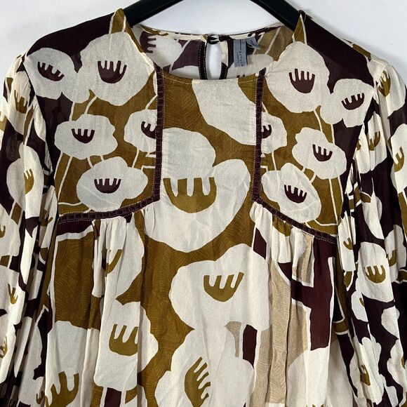 Blank London Anthropologie Miranda Peasant Top‎ Medium Floral Boho Puff Sleeve - Picture 1 of 10